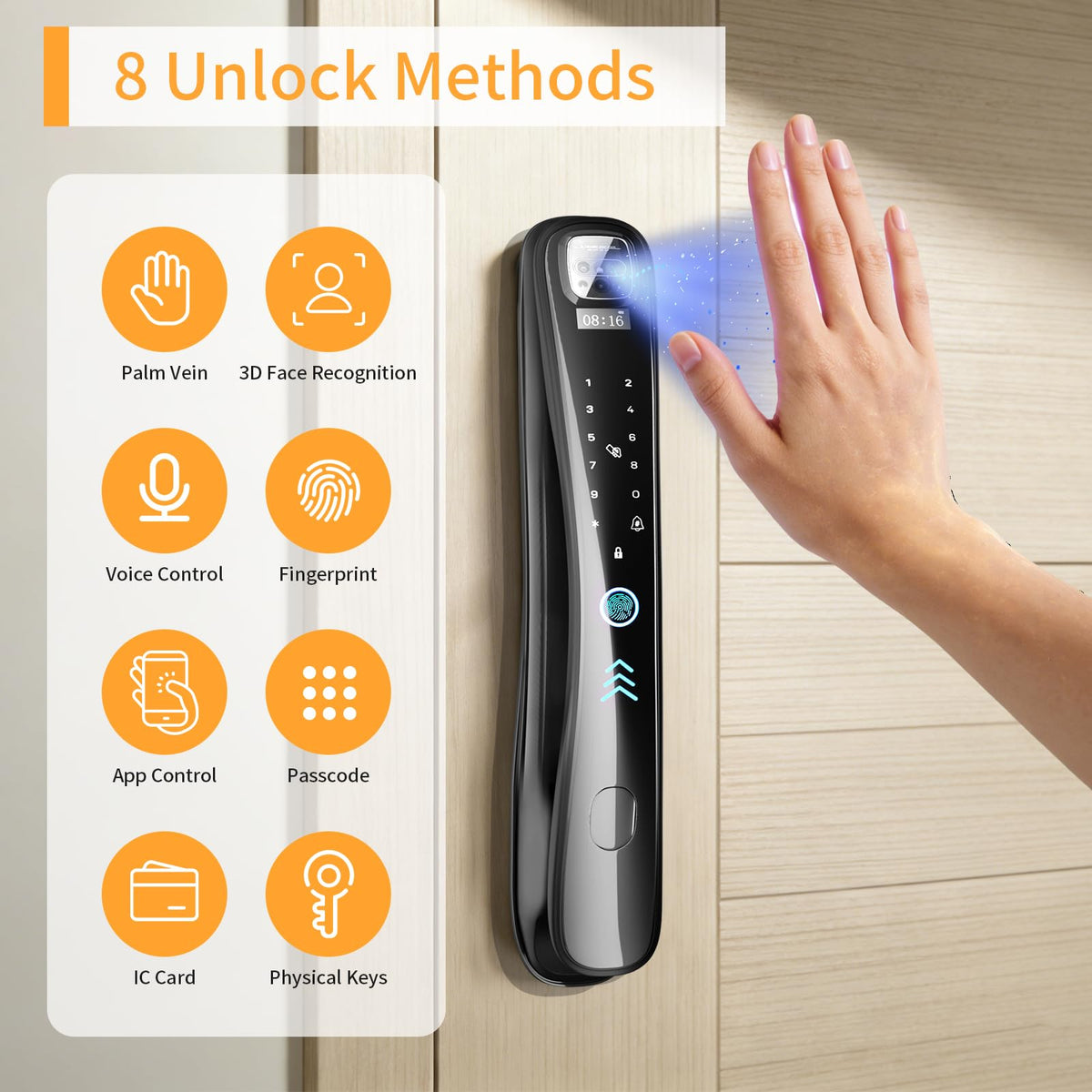 EIYSIE WiFi Smart Lock with Camera Video Doorbell, 8-in-1 Keyless Deadbolt