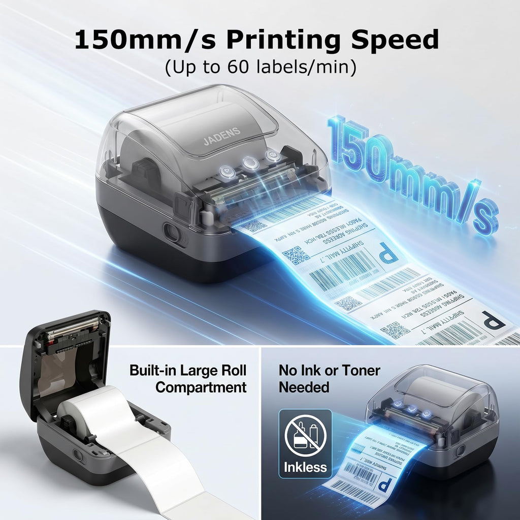 JADENS Dual-Band Wi-Fi 4x6 Shipping Label Printer for Small Business & Home
