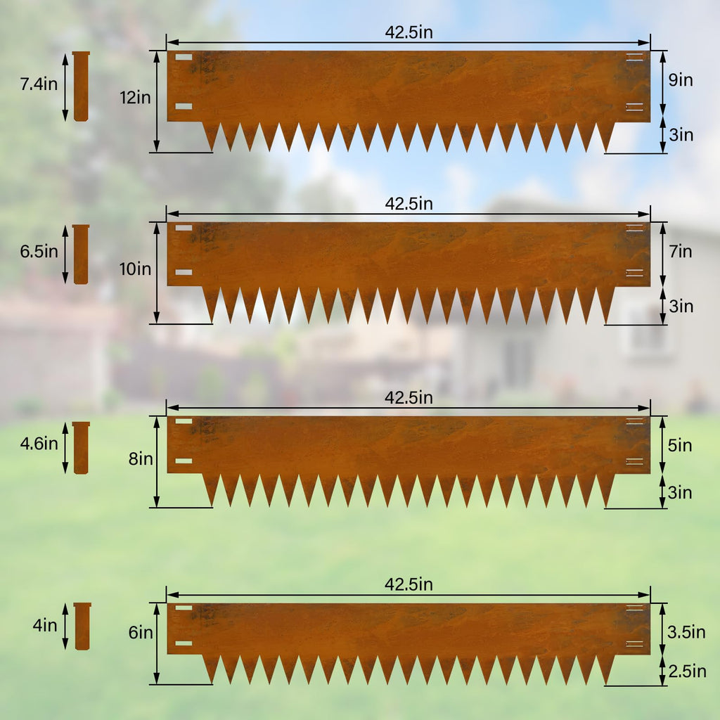 Co rten Steel Landscape Edging 12 Inch, 6 Packs Pre-Rusted