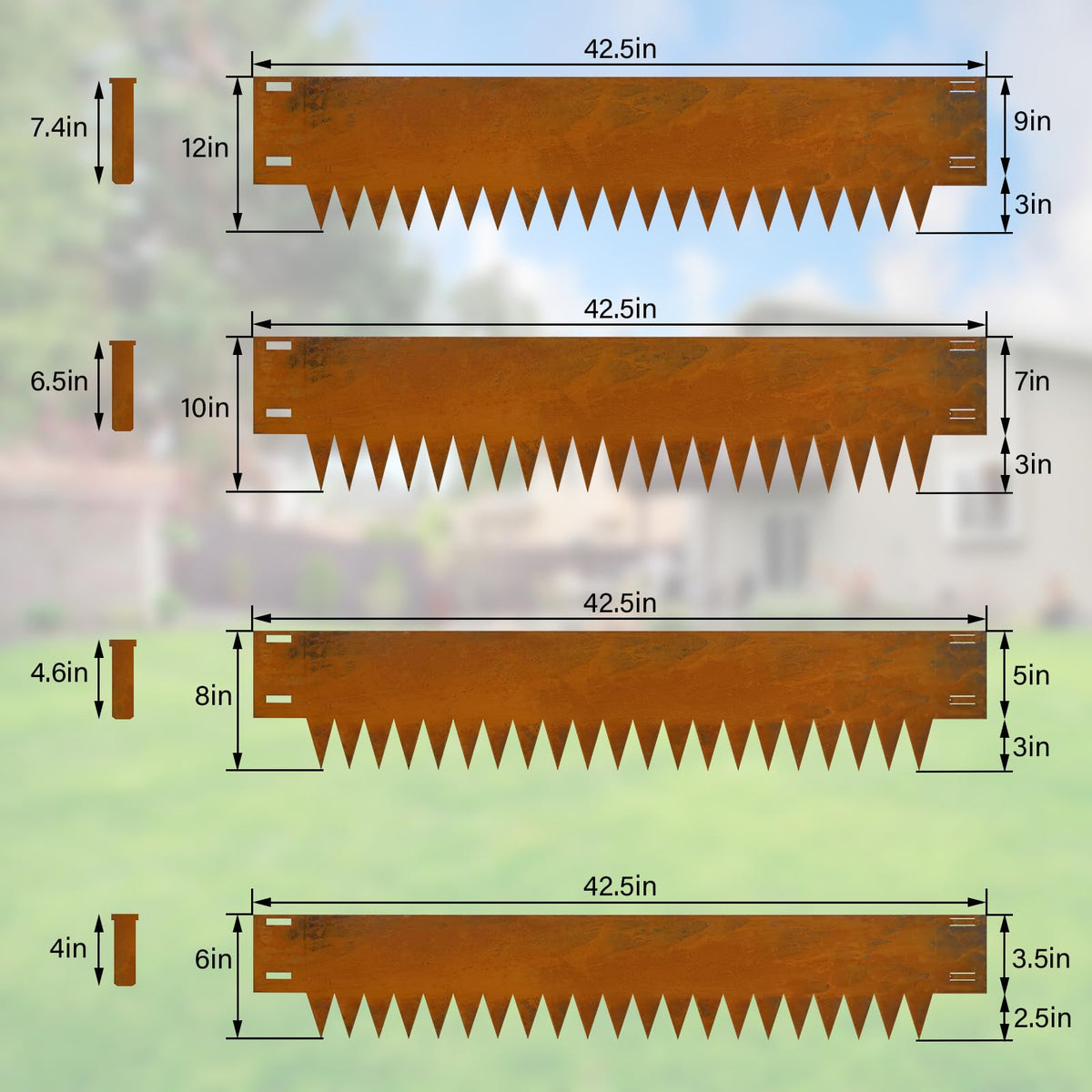 Co rten Steel Landscape Edging 12 Inch, 6 Packs Pre-Rusted