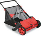 IDEALHOUSE Push Lawn Sweeper 26 Inch with Large 7 cu.ft. Hopper Bag