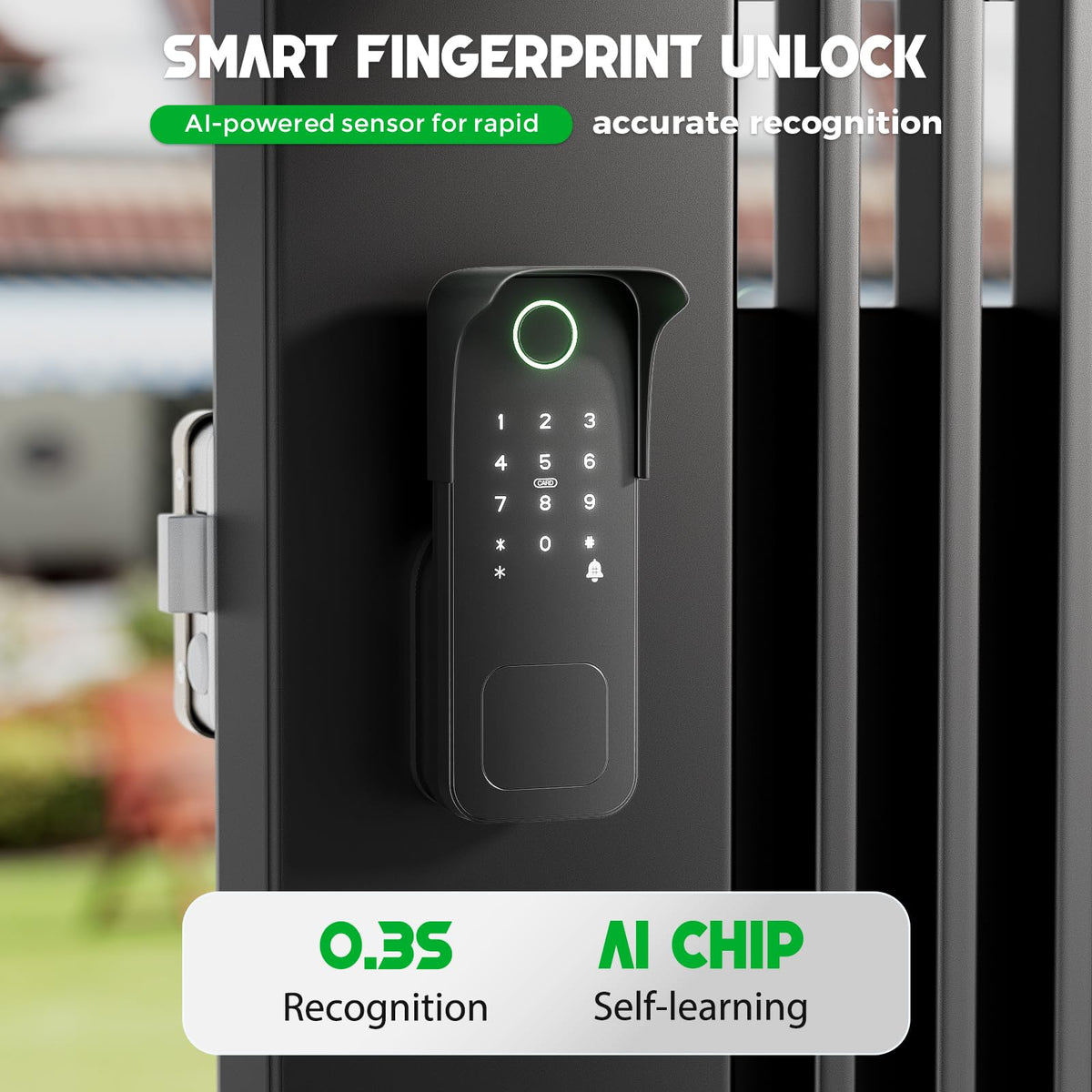Smart Gate Lock, Electronic Gate Locks for Outdoor Fence, Smart Rim Lock