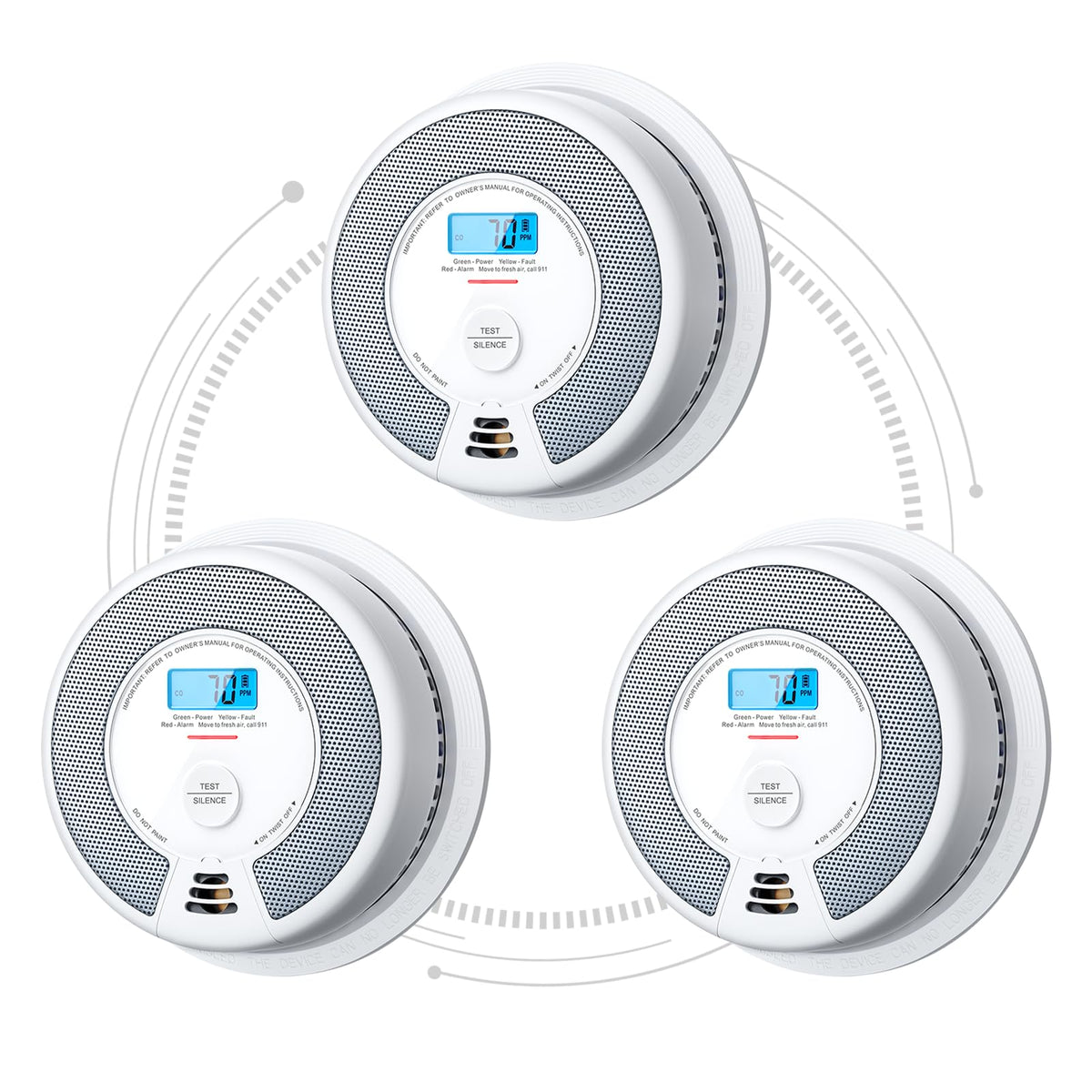 X-Sense Interconnected Smoke and CO Detector, SC07-W, 3-Pack