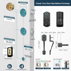 Smart Lock Front Door, SMONET Keyless Entry Door Lock with Handle, Smart Front Door Lock Set Fingerprint Smart Deadbolt Bluetooth Electronic Digital Keypad Lock, Auto Lock Work with Alexa, Black