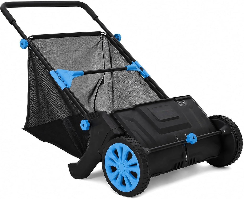IDEALHOUSE Push Lawn Sweeper 26 Inch with Large 7 cu.ft. Hopper Bag