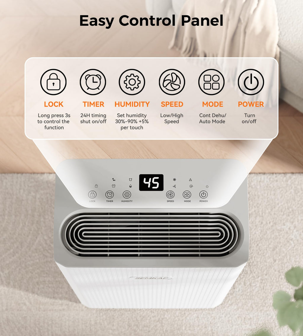 2500 Sq.Ft Max 32 Pints Dehumidifier for Basement with Drain Hose