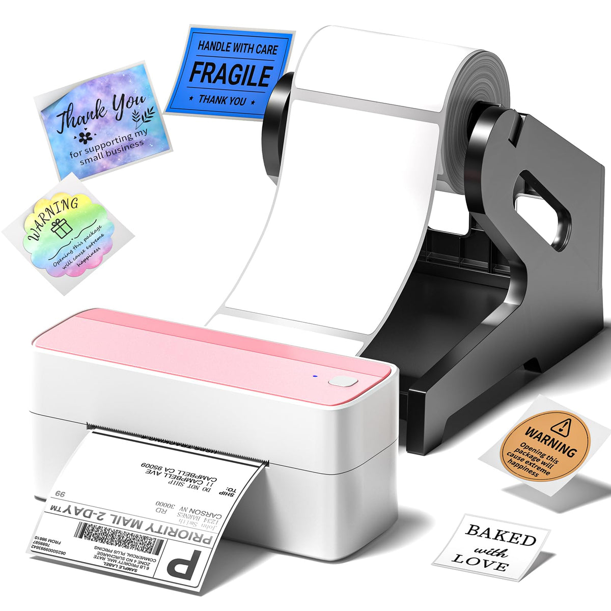 Phomemo Bluetooth Thermal Shipping Label Printer with Holder & 500pcs Label
