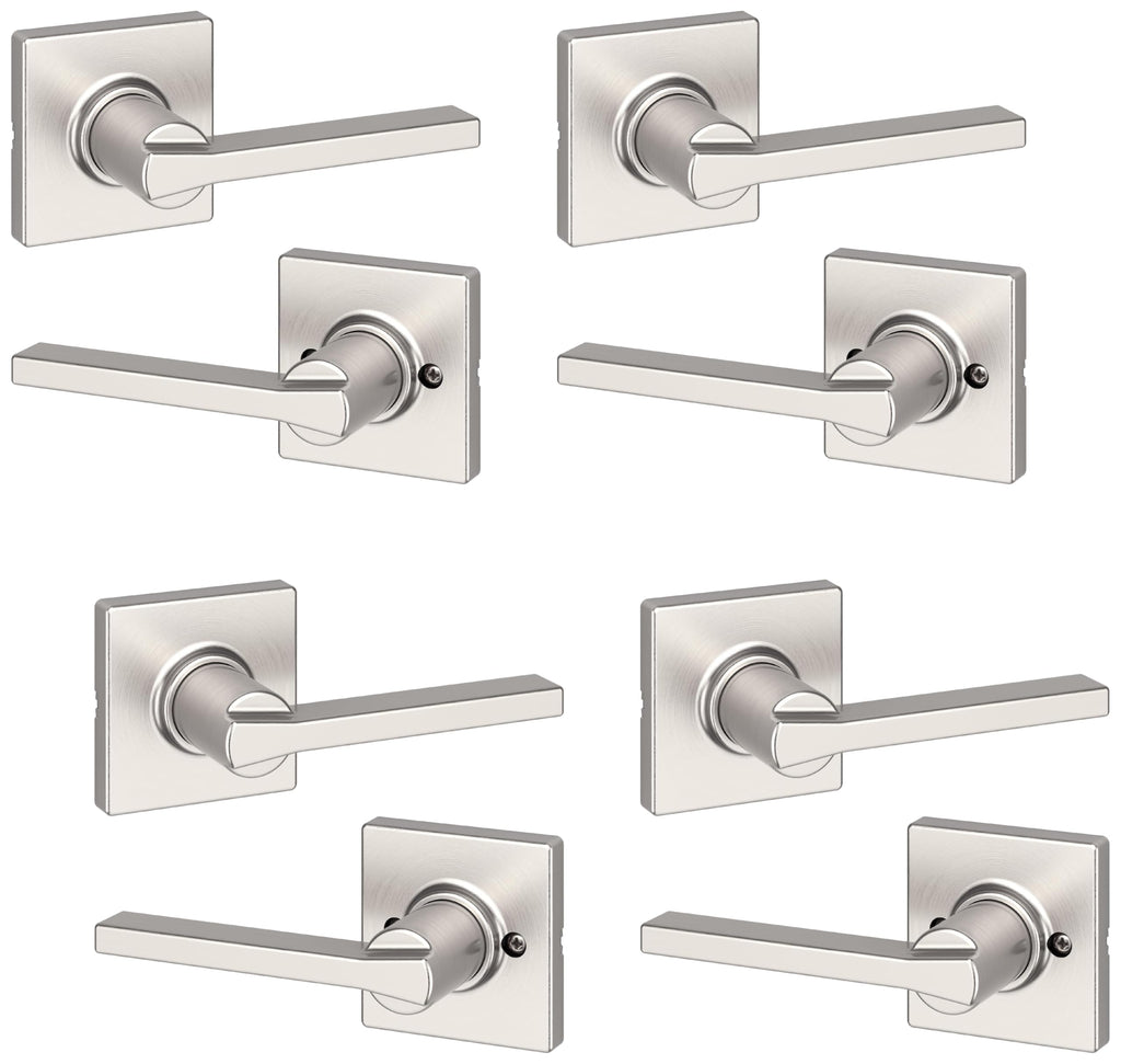 Kwikset Casey Entry Door Handle with Lock and Key, Secure Keyed Reversible Lever Exterior, for Front Entrance and Bedrooms, Matte Black, 4 Pack, Pick Resistant SmartKey Rekey Security and Microban