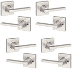 Kwikset Casey Entry Door Handle with Lock and Key, Secure Keyed Reversible Lever Exterior, for Front Entrance and Bedrooms, Matte Black, 4 Pack, Pick Resistant SmartKey Rekey Security and Microban