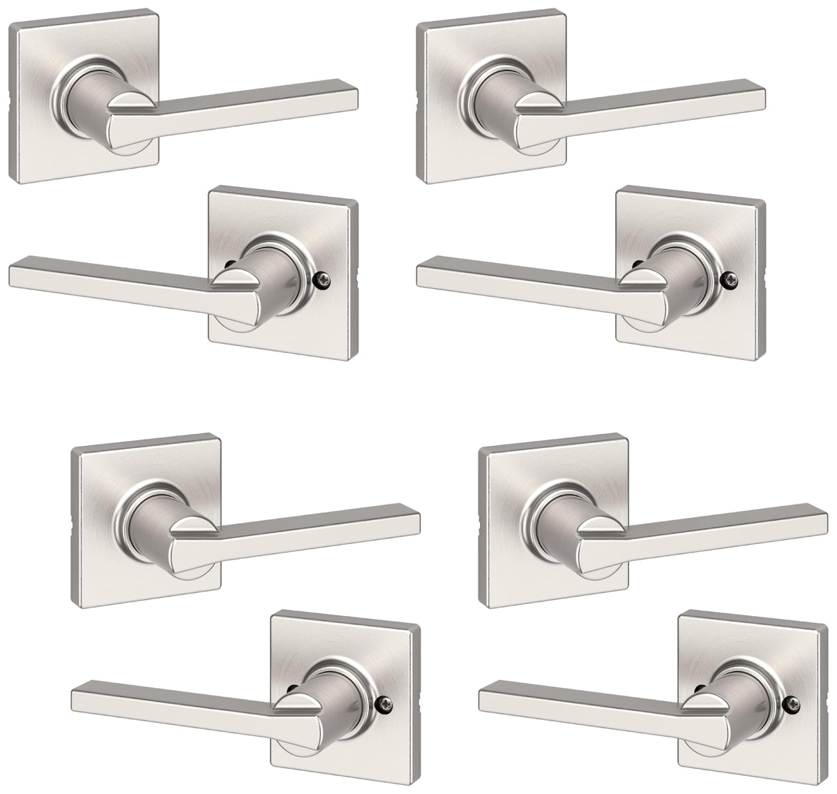 Kwikset Casey Entry Door Handle with Lock and Key, Secure Keyed Reversible Lever Exterior, for Front Entrance and Bedrooms, Matte Black, 4 Pack, Pick Resistant SmartKey Rekey Security and Microban