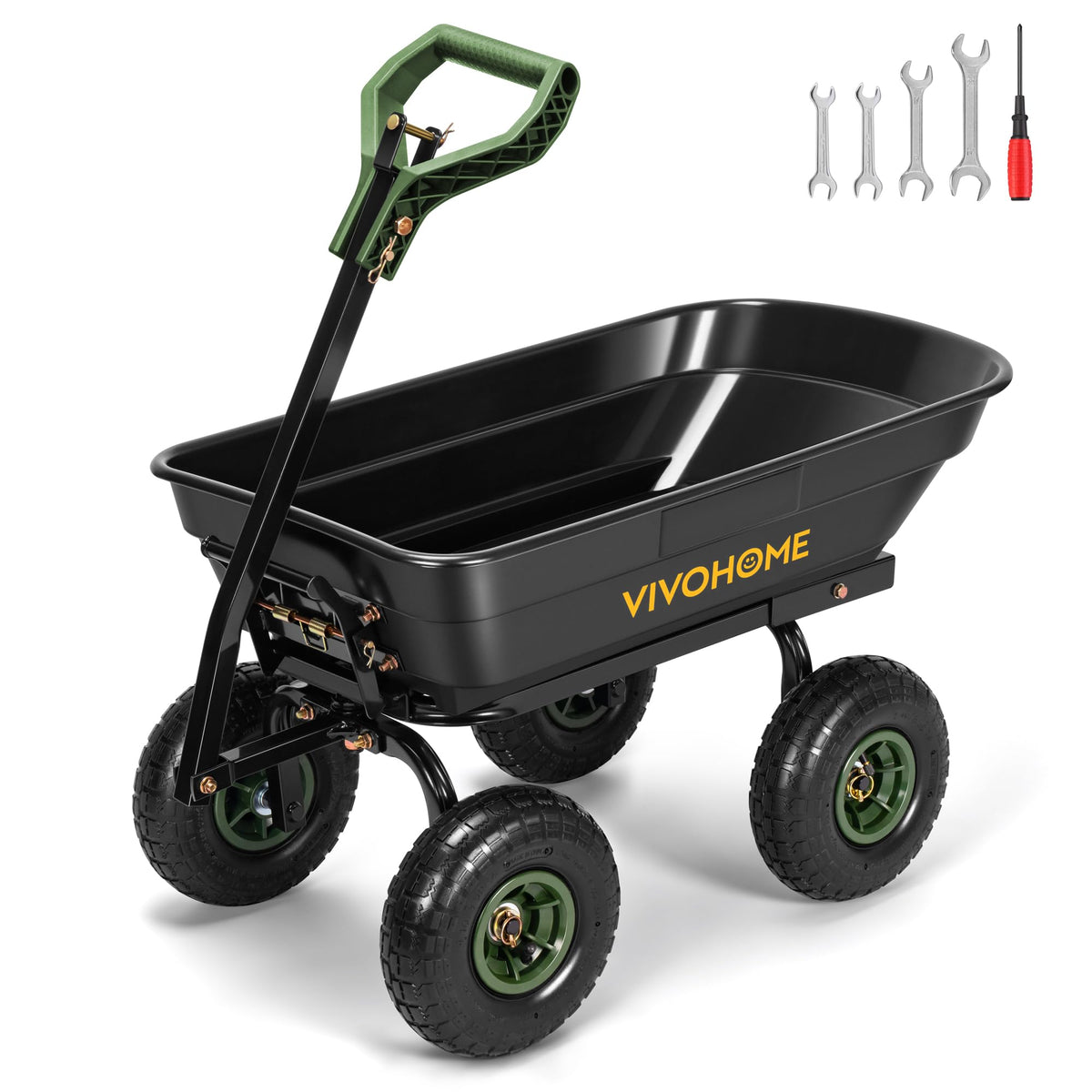 VIVOHOME 4 Cu.ft 660lbs Wheelbarrow Dump Garden Cart