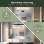 DAYCENT Black 3-Light Bathroom Vanity Lights with APP/Remote Control 21.26"