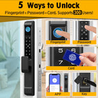 Sliding Glass Door Lock, Sliding Door Smart Lock with Fingerprint Keypad RFID Card Bluetooth App Key, 2885 Mortise Deep Pocket Patio Door Lock with Handle