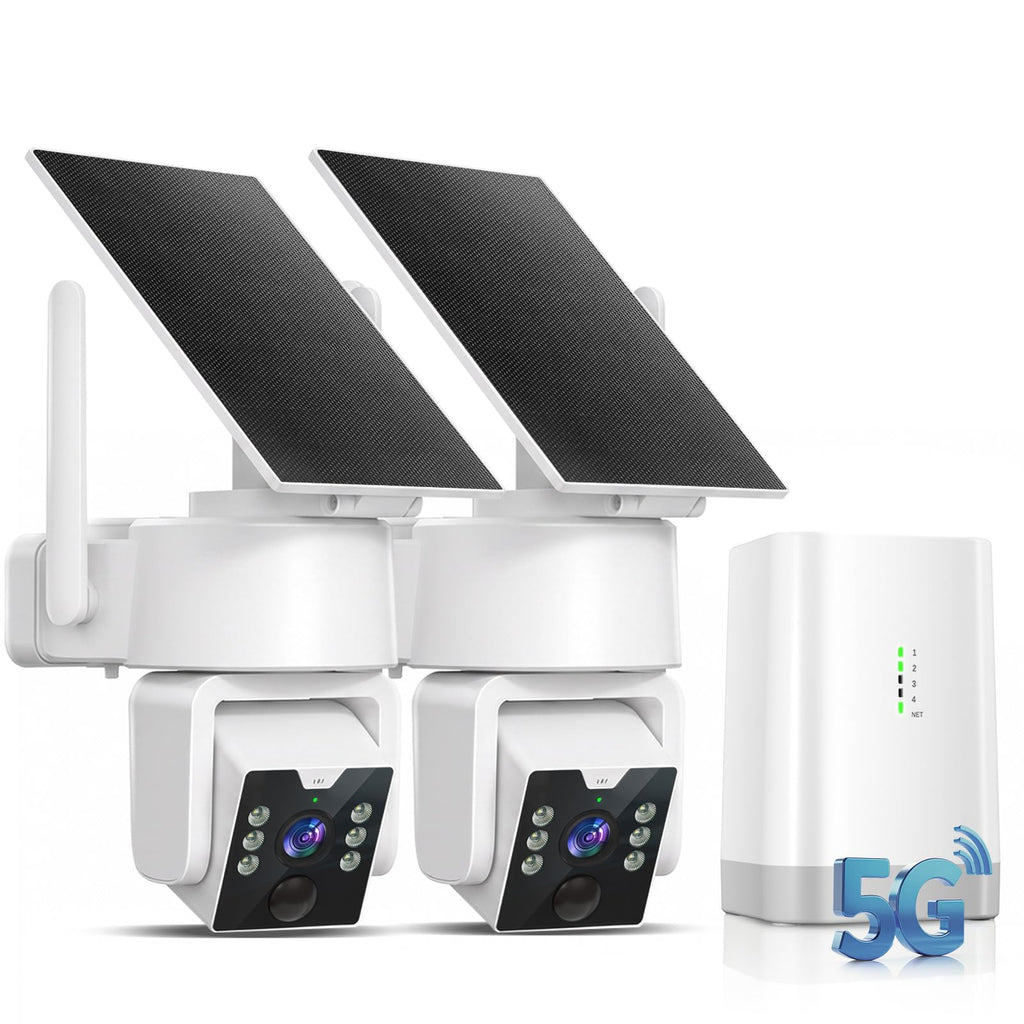 Solar Security Camera System with Home Hub, 4 Cam 4MP 360° PTZ Security Cameras Wireless Outdoor, No Monthly Fee, Local Storage, Color Night Vision, 5GHz & 2.4GHz WiFi for Home Exterior, IP66