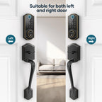 SMONET Front Door Lock Set Keyless Entry, Smart Door Lock with Handle, Fingerprint Keypad Bluetooth Alexa Deadbolt Lockset Suitables for Rental Management and Smart Home Residents