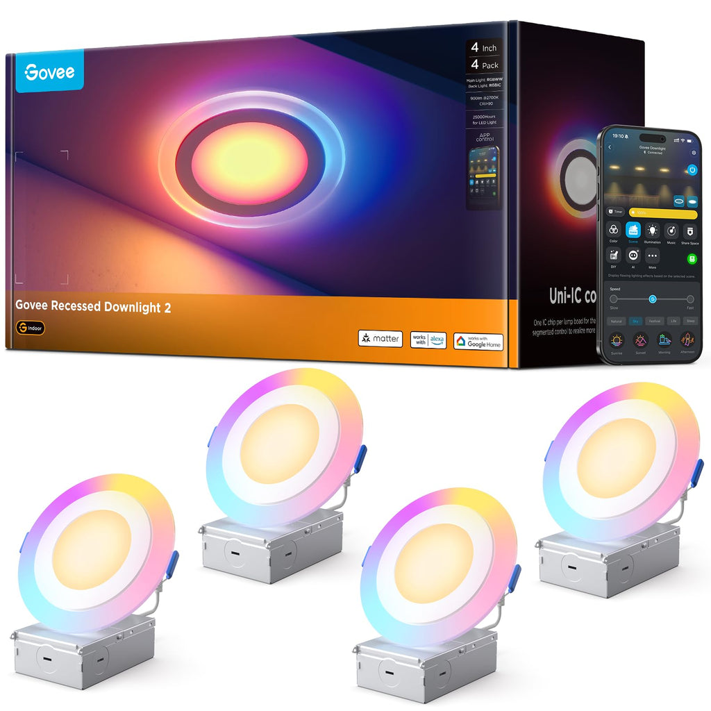 Govee Smart Recessed Lighting 6 Inch, LED Recessed Light 1100LM, 4 Pack