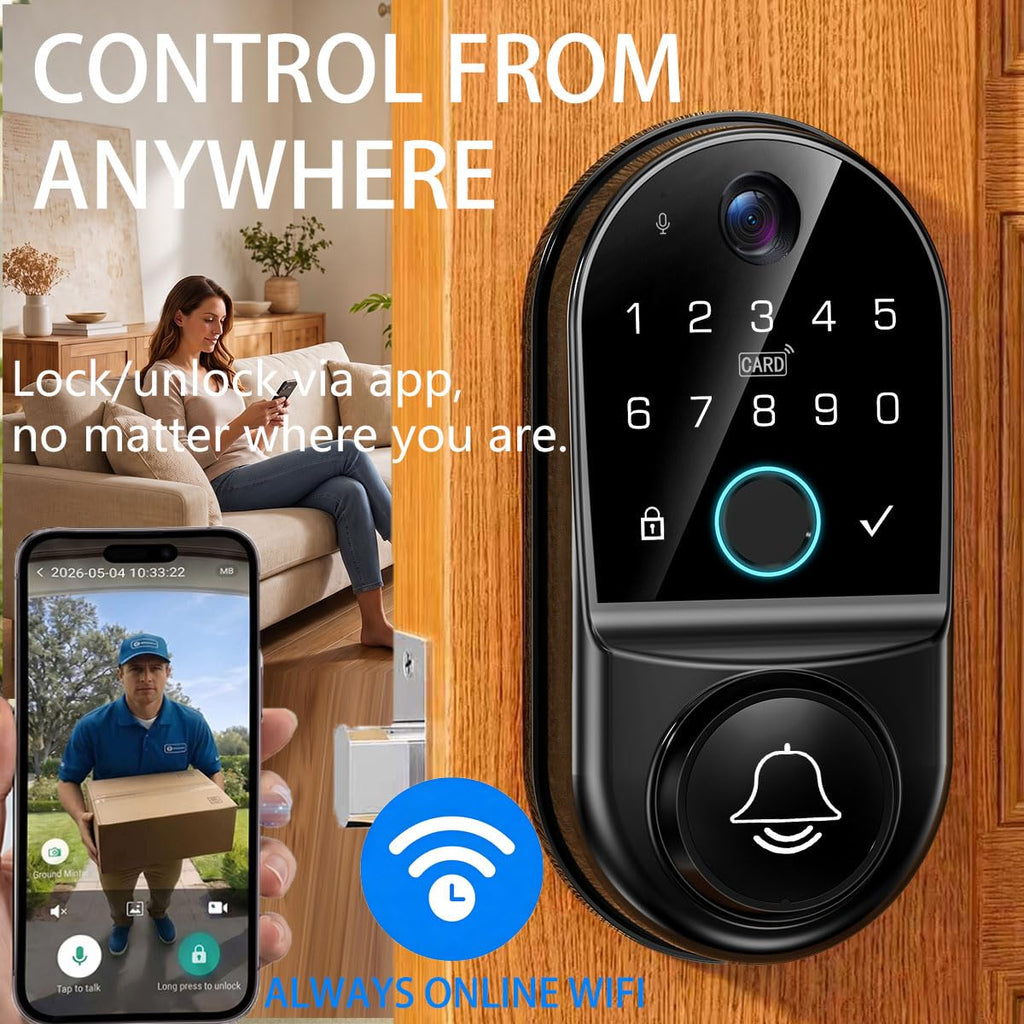 Smart Door Lock for Front Door: Long Lasting Battery Dual 2500mAh