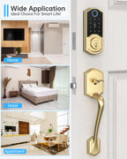 SMONET Smart Lock Brass Fingerprint Deadbolt, Keyless Entry Door Lock