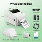 Bluetooth Thermal Shipping Label Printer with Built-in Label Bin, Wireless 4x6 Label Printer for iPhone, Android, Windows & Mac, Includes 50 Labels, Works with USPS, UPS, Amazon, Etsy, Shopify, White