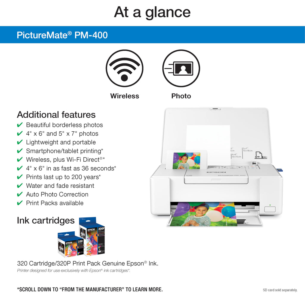 Epson PictureMate PM-400 Wireless Compact Photo Printer