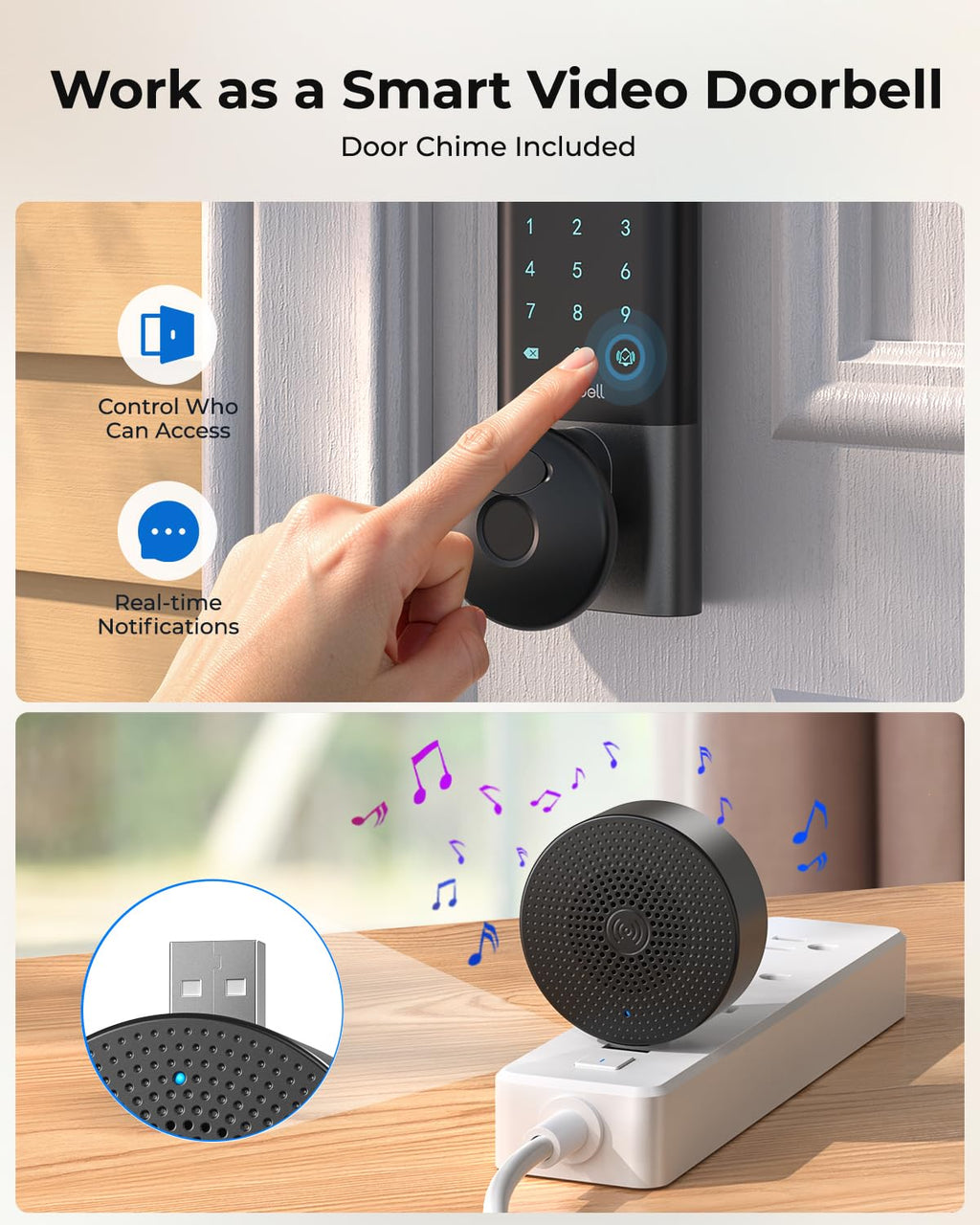 Fingerprint Door Lock, Keyless Entry Smart Deadbolt, Built-in WiFi, Black