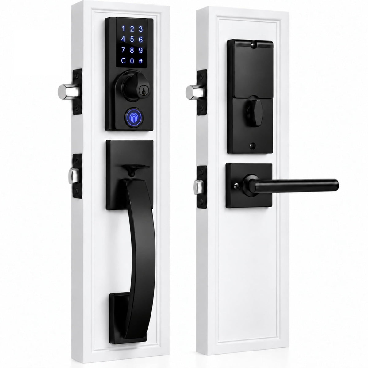 Door Handleset withTouchscreen Fingerprint Keypad