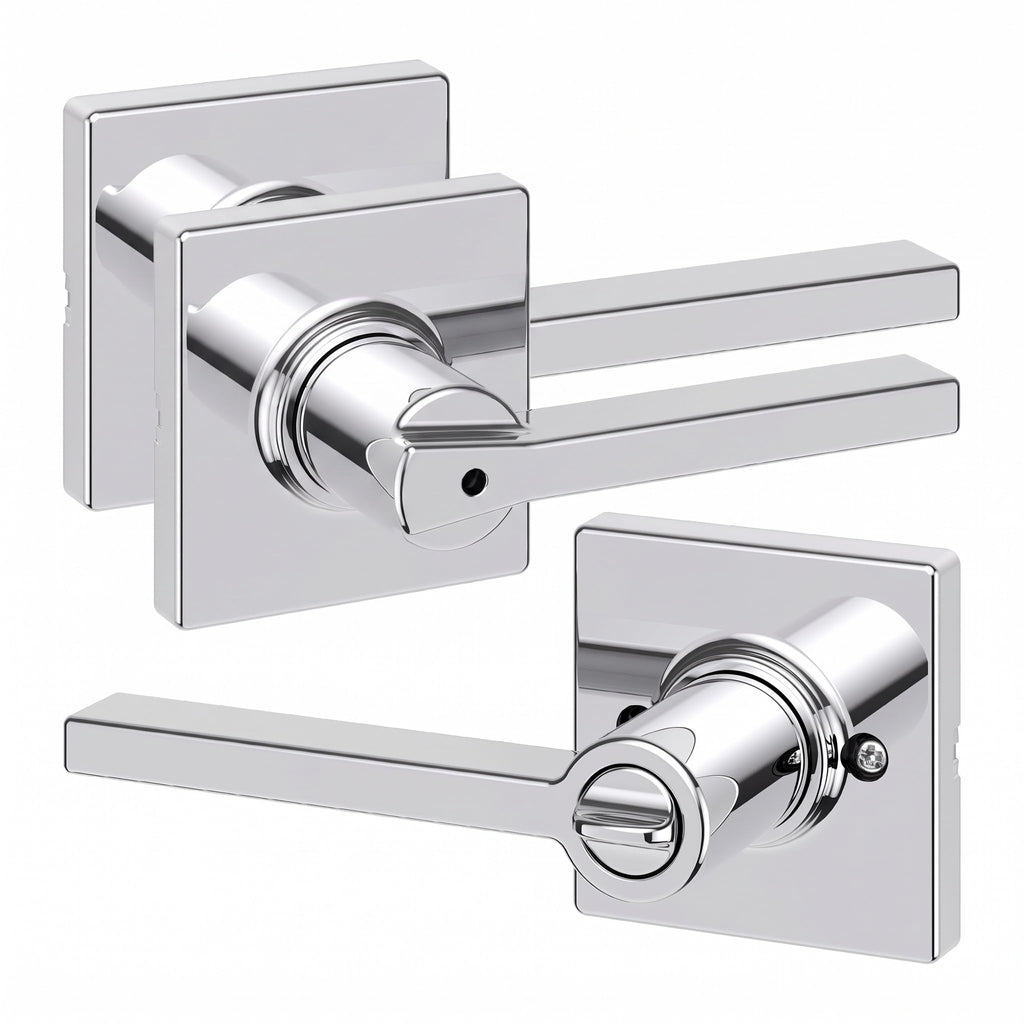 Kwikset Casey Entry Door Handle with Lock and Key, Secure Keyed Reversible Lever Exterior, for Front Entrance and Bedrooms, Matte Black, 4 Pack, Pick Resistant SmartKey Rekey Security and Microban