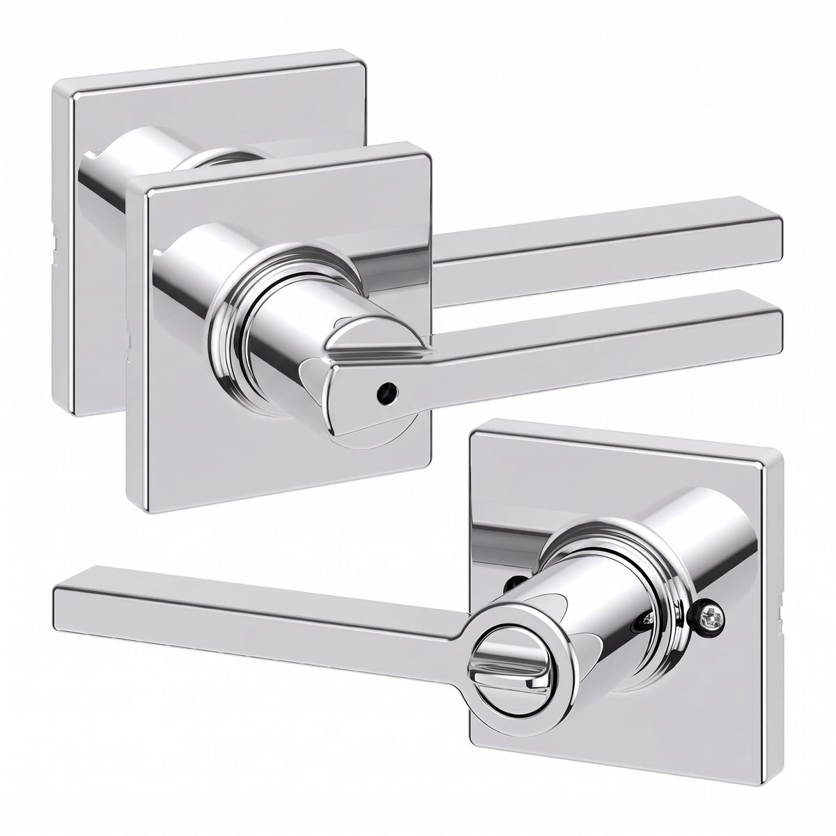 Kwikset Casey Entry Door Handle with Lock and Key, Secure Keyed Reversible Lever Exterior, for Front Entrance and Bedrooms, Matte Black, 4 Pack, Pick Resistant SmartKey Rekey Security and Microban