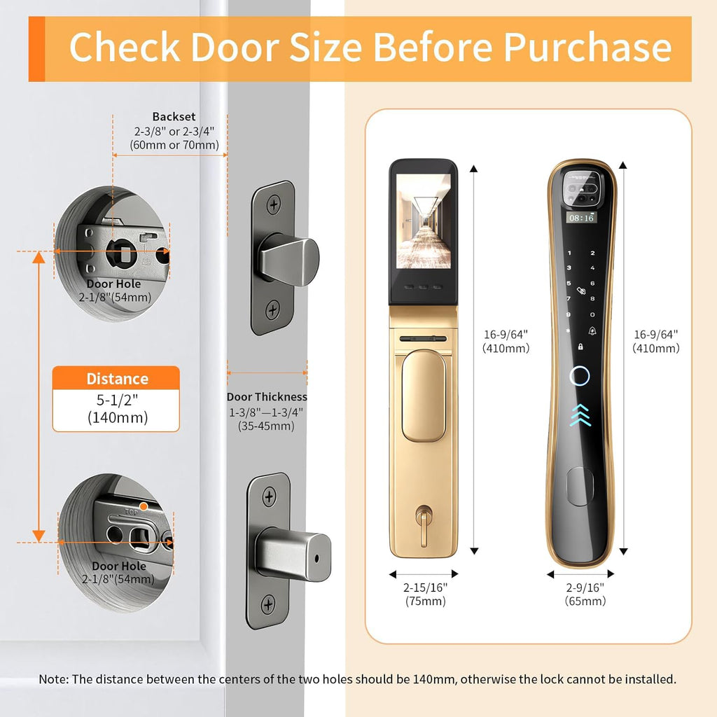 EIYSIE Video Smart Lock with Camera & Doorbell, 8-in-1 WiFi Keypad Deadbolt