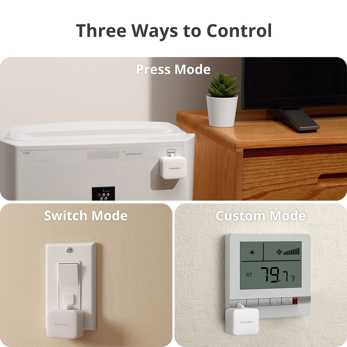 Switchbot Smart Switch Button Pusher (Bluetooth) – Fingerbot for Rocker Switch/One-Way Buttons with Remote and hub 3, App Timer Control, No Wiring, Optional Hub Required for Voice/Remote, White