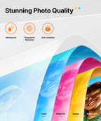 Liene Amber M110 Bluetooth Portable Photo Printer for iPhone, Thermal Dye Sublimation, Includes 80 Sheets, 60 4x6 Inch Sheets, 20 3 Inch Square Sticker Sheets and 2 Cartridges