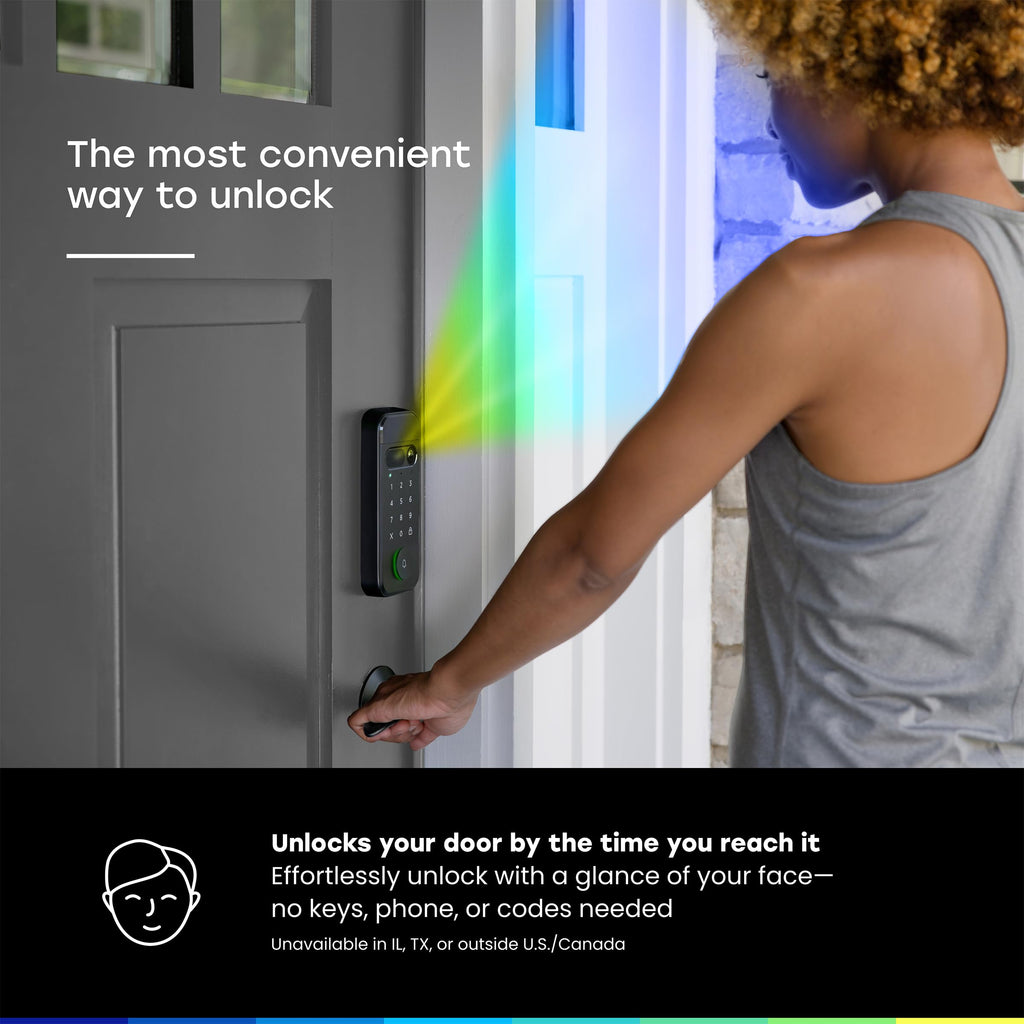 myQ Secure View™ 3-in-1 Smart Lock Deadbolt + Extra Battery, Keyless Entry Door Lock, 2K HDR Doorbell Camera, Face, Fingerprint & PIN Access, App Control, Color Night Vision & Two-Way Audio