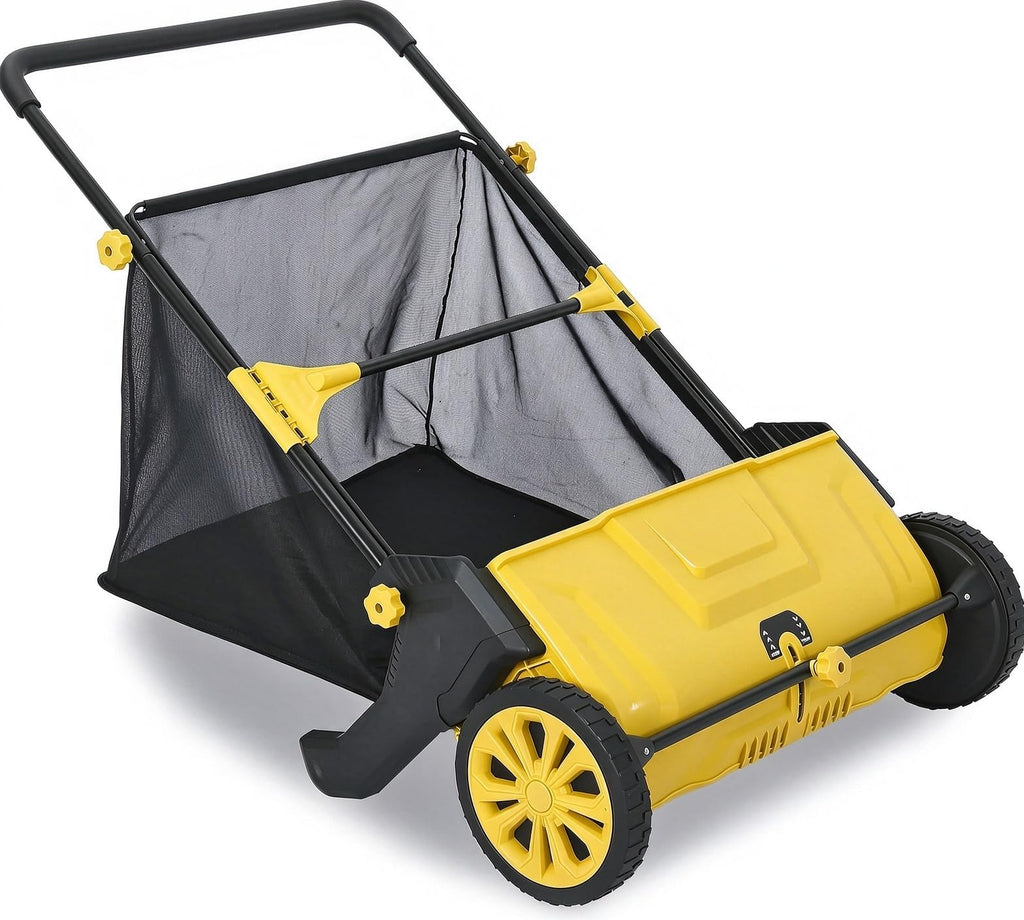 IDEALHOUSE Push Lawn Sweeper 26 Inch with Large 7 cu.ft. Hopper Bag