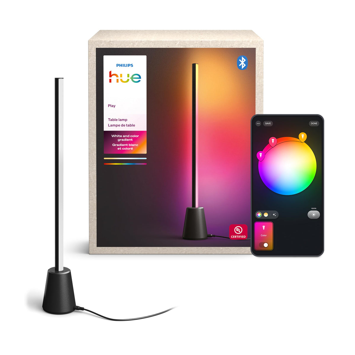 PHILIPS Hue Play Floor Lamp, RGBWWIC LED, 53 Inch, 1-Pack, Black
