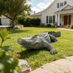 DiliComing Garden Decor Large Alligator Statue - 34 Inch Gray Resin Crocodile Outdoor Decor Swamp Themed Lawn & Yard Decoration Durable Outdoor Garden Statues Gifts