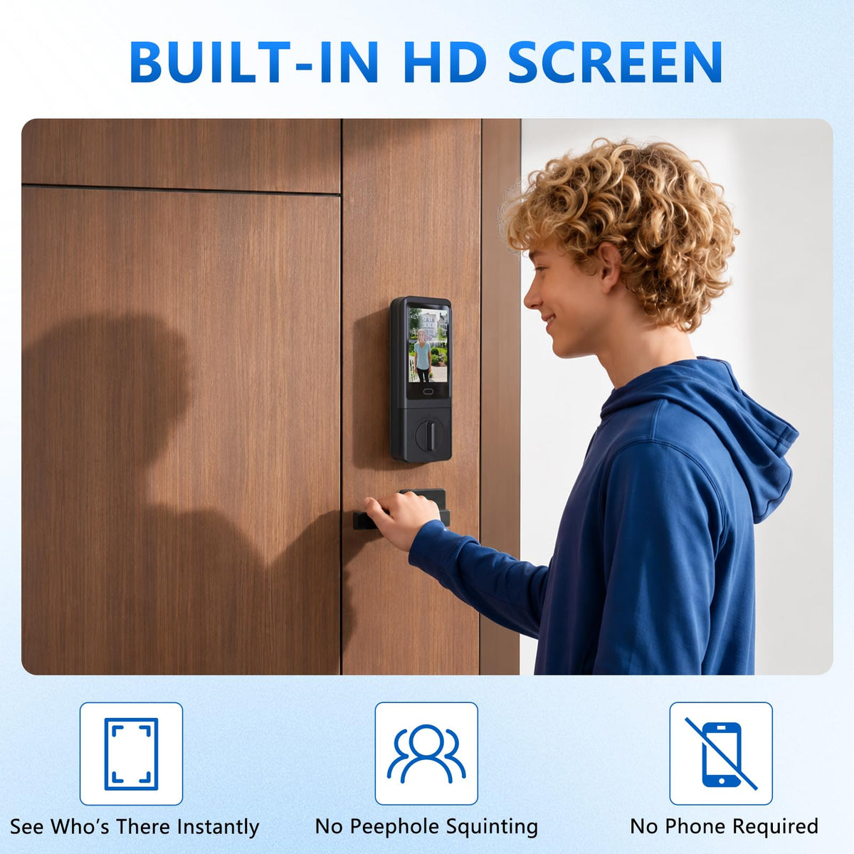 NIIWIS S9MAX Security Smart Lock with Camera 2K, Facial Recognition,Rear Screen,32gb Local Storage,APP Remote Control, Fingerprint&Voice Unlock,keyless Entry Front Door Lock,Color Night Vision