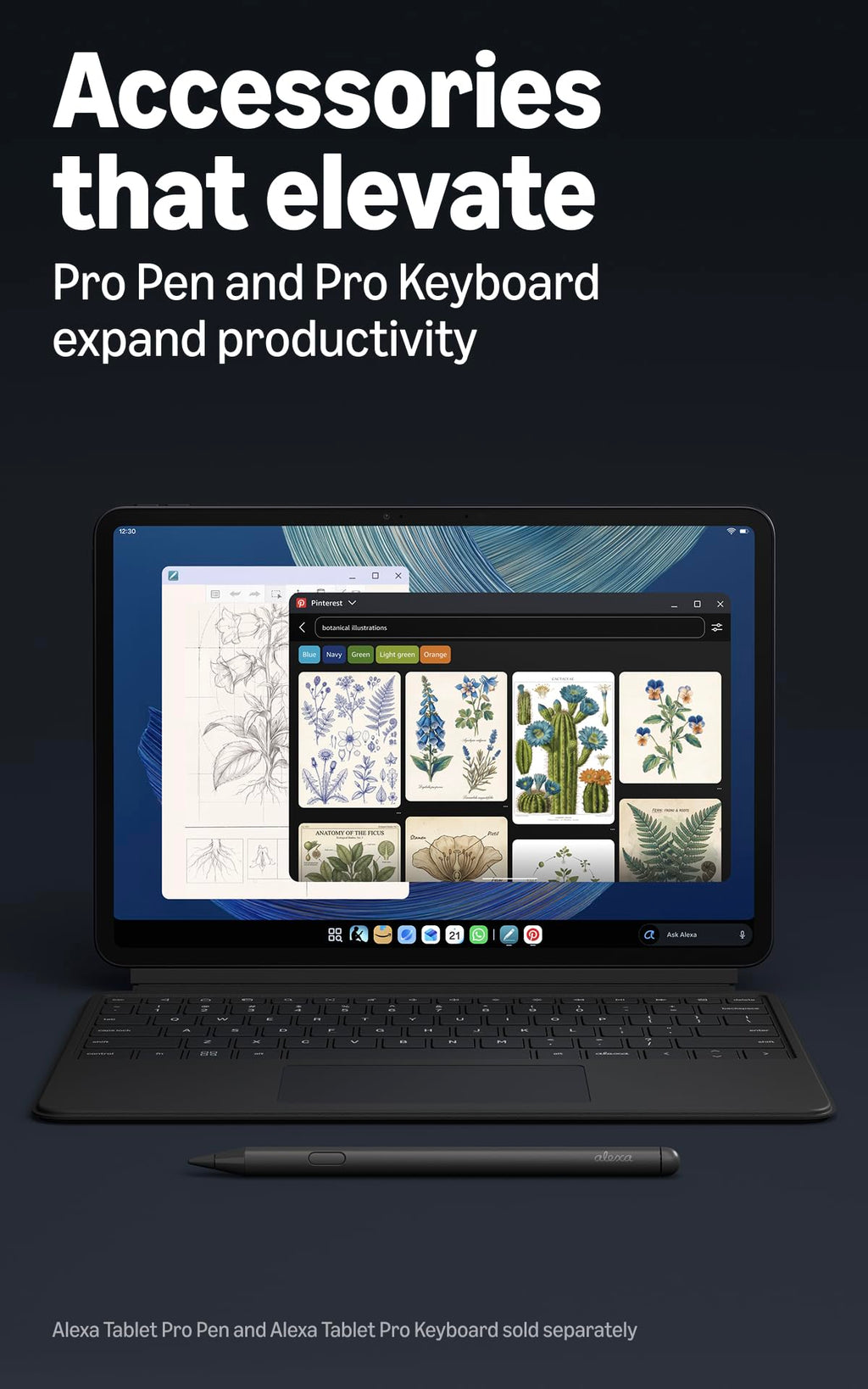 Amazon Alexa Tablet 12 Pro (all-new), 8GB RAM, 128GB, 12″ 2.8K Nanomatte display, All-day battery, With Google Play, Designed for Alexa+, Graphite