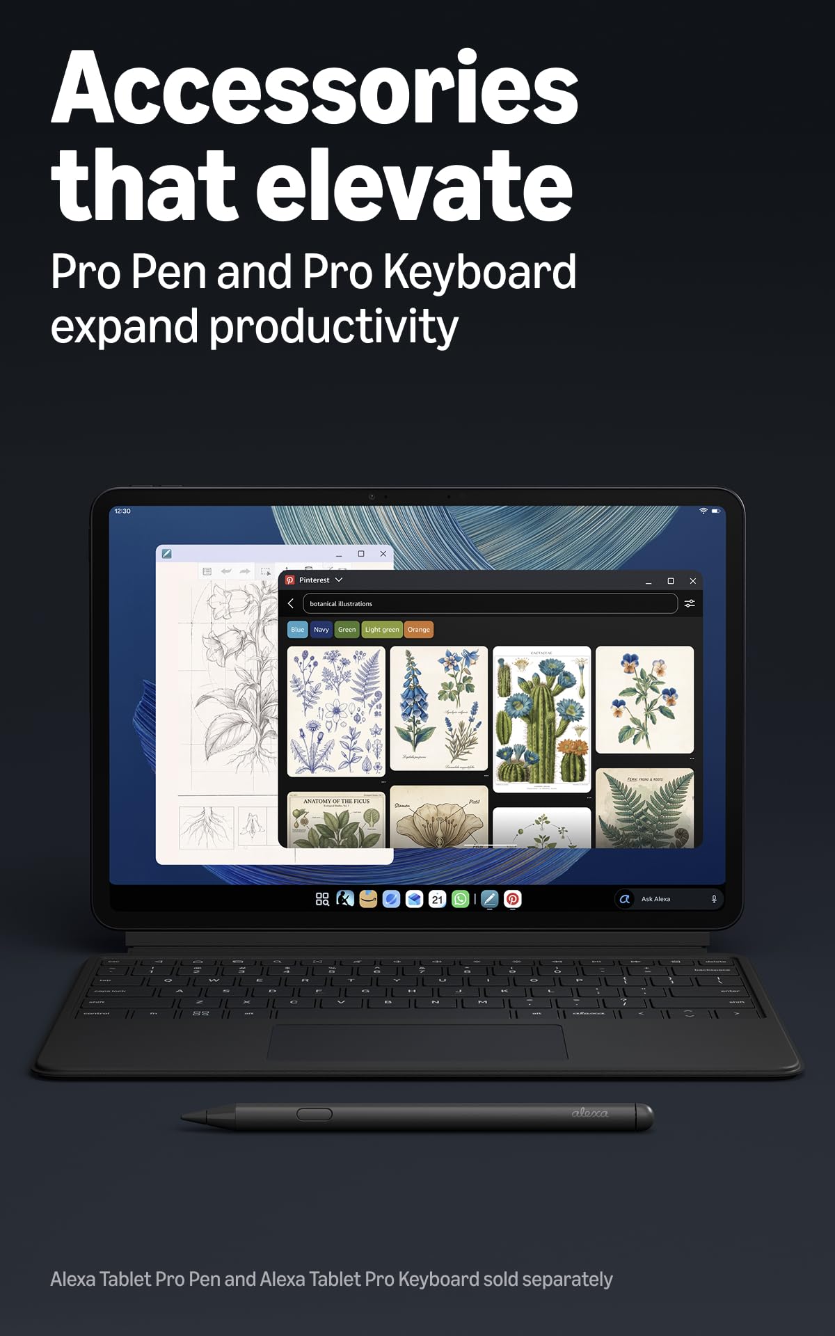 Amazon Alexa Tablet 12 Pro (all-new), 8GB RAM, 128GB, 12″ 2.8K Nanomatte display, All-day battery, With Google Play, Designed for Alexa+, Graphite