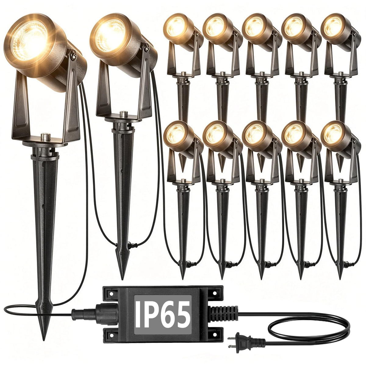SUNTHIN Outdoor RGBW Landscape Lighting with Remote, Dusk to Dawn, 12 Pack