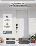 Veise VE027-H Wi-Fi Smart Lock for Front Door with Handle Set, Matte Black