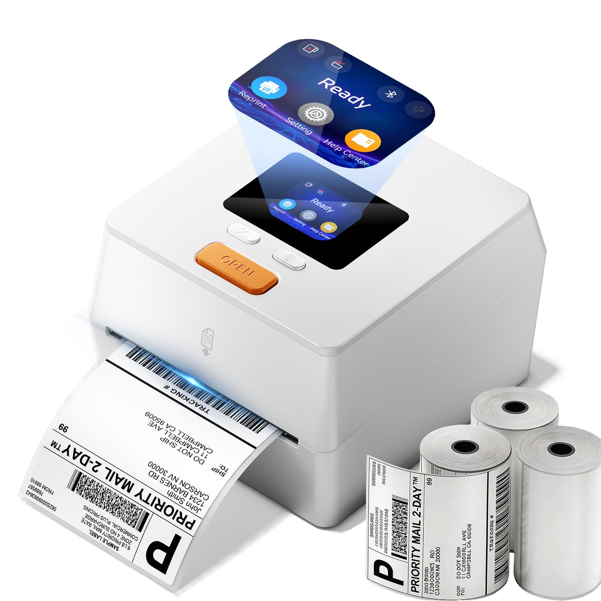 Phomemo Shipping Label Printer with Touchable Screen & 750Pcs Labels