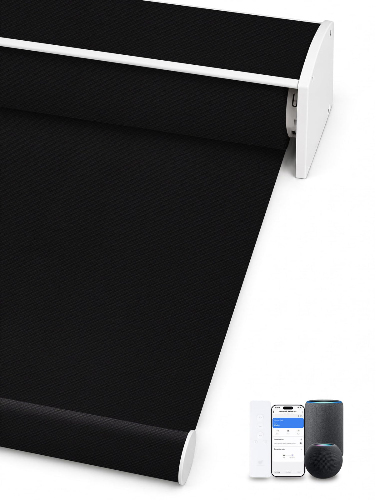 SmartWings Motorized Smart Roller Shades, 100% Blackout Essential Grey