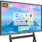 75" AI Pro Smart Board for Classroom & Office, Android 16 & Win 11 16G RAM+256G ROM, 48MP Camera Build in 4K UHD Interactive Whiteboard with Touchscreen & 8 Mic Array,Electronic Whiteboard for Meeting