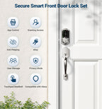 Veise VE06-H Smart Front Door Lock Handle Set, App Control, Satin Nickel