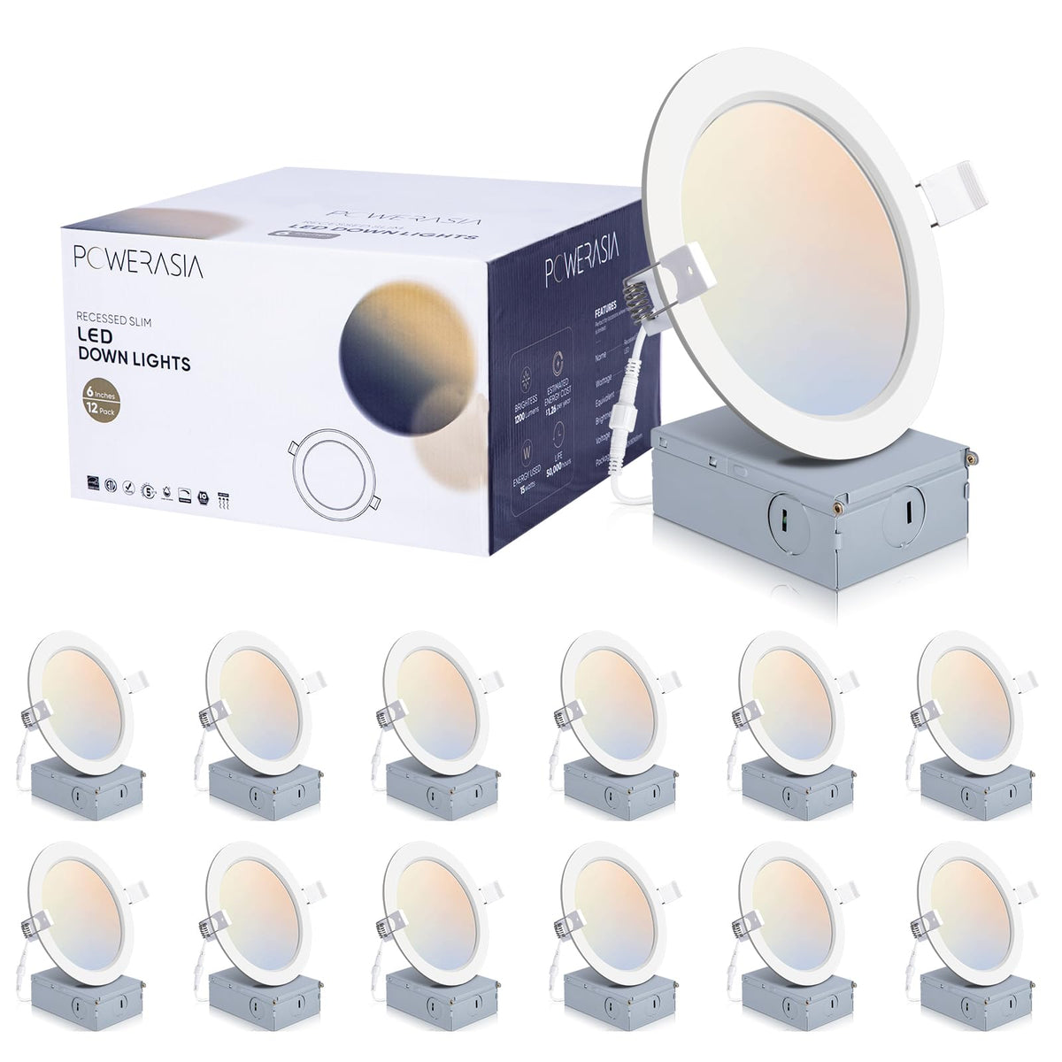 12 Pack 6 Inch Smart Recessed Lighting, LED Recessed Lighting