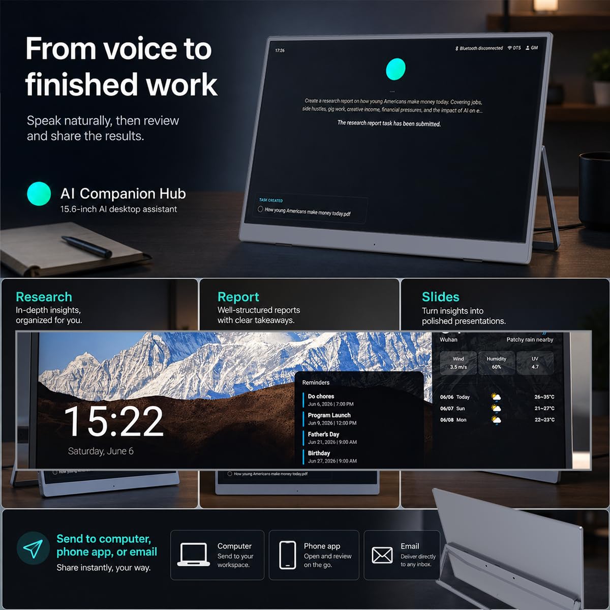 AI Companion Hub 15.6 in Voice AI Assistant for Work and Life