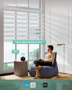 Yoolax Motorized Zebra Blinds with Remote, Room Darkening Smart Blinds