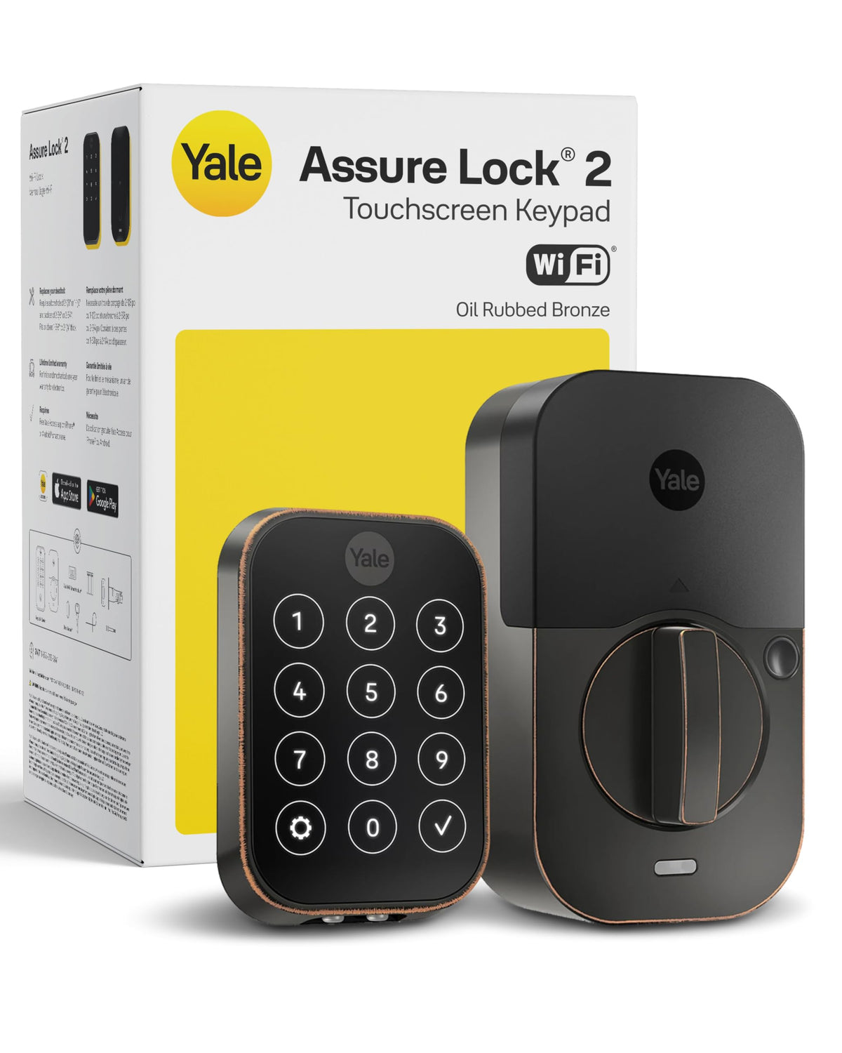 Yale WiFi Smart Lock Deadbolt with Keypad, Keyless Entry, Black Suede