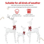 5 FT Oversized Christmas Decorations Outdoor Lighted Reindeer – 3-Piece 2D Deer Family Set with 160 Warm White LED Lights for Yard, Lawn, Garden & Porch Holiday Display - White