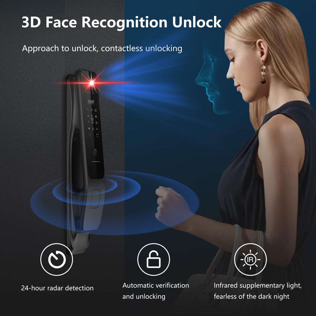 3D Face Recognition Smart Lock with Camera & Doorbell